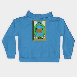 TAROT CARDS | THE WORLD. | CAT Kids Hoodie